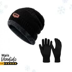 Kit Touca de Pelinho + Luva de Lã  Frio Intenso Gorro Forrado Com Forro de Pelinho Inverno Promoção