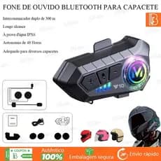 Y10 Fone de Ouvido de Capacete Bluetooth 5.3 Intercomunicador Moto À Prova D'Água IPX6 Kit Chamadas Mãos Livres