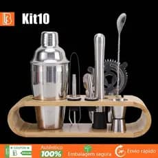 Kit 10 Peças Caipirinha Bartender Inox Coqueteleira 750ml Barman Kit