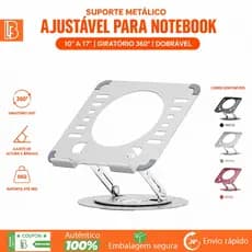 Adjustable Metal Laptop Stand for 10 to 17 Inch Foldable 360 Degree Portable Reinforced Swivel Stable Base