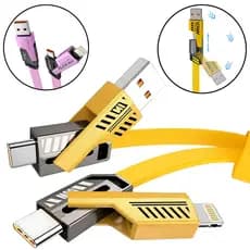 Cabo Carregador Emborrachado 4 em 1 65W USB C Lightning iPhone Android PD Turbo Inova