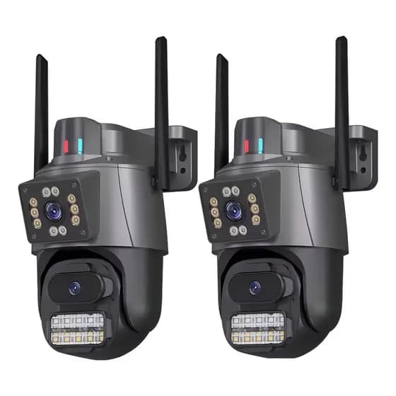 Kit 2 Câmera Segurança Ip App Icsee Lente Dupla Cor Preto