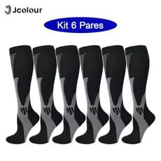 Jcolour Kit 6 Pares Meias De Compressão Correndo Esportivas De Ciclismo Varizes Alívio AntiFadiga