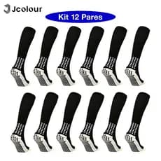 Jcolour Kit 12 Meião De Futebol Masculino Longas Toalha De Fundo Antiderrapante Esportiva Respirável