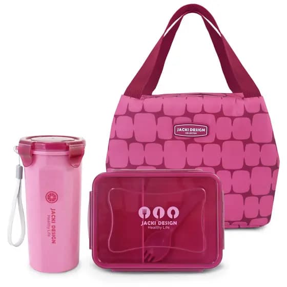 Kit Marmita Fitness Bolsa Térmica Academia Trabalho 4 Peças Jacki Design
