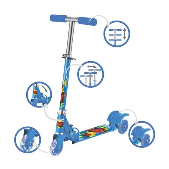 Patinete Infantil 3 Rodas De Led Dobrável Crianças Cor Azul Cks