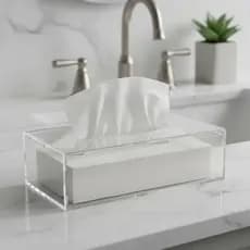 Caixa Porta Lenços de Papel, Toucas, ou Luvas em Acrílico Transparente
