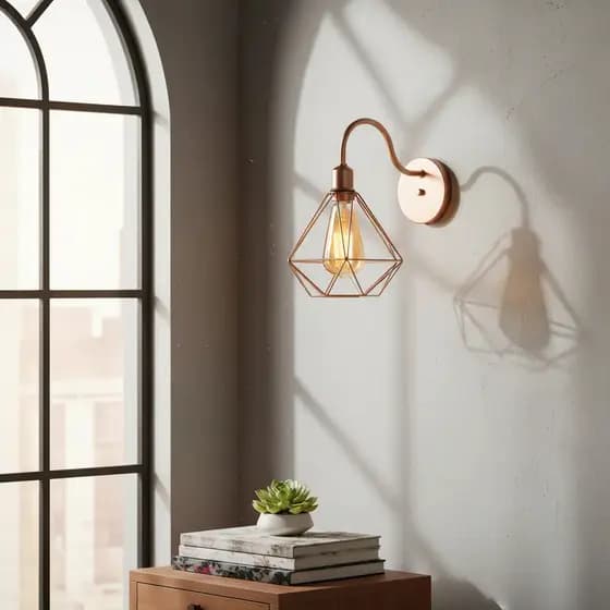 Luminária Arandela de Parede Retrô Diamante Aramado 127v/220v