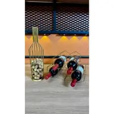 Kit Adega de Mesa Aramada + Porta Rolha Decorativo para Vinho