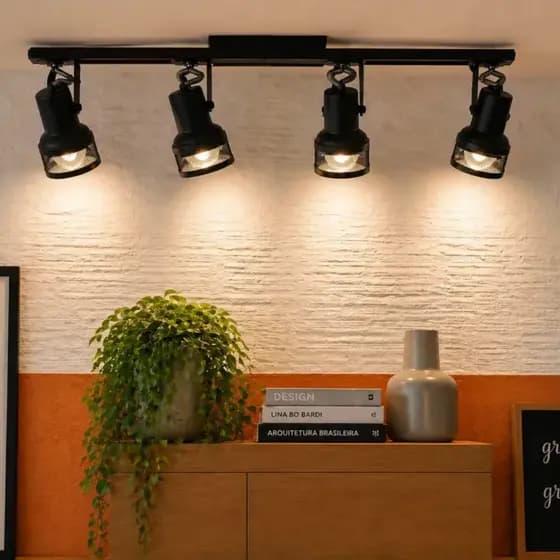 Luminária Spot Trilho Tela Alumínio 4 Bocal E27 110/220v - ENVIO IMEDIATO