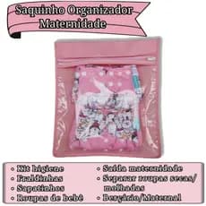 3 Saquinhos Organizador Maternidade Mala Bebê 30 x 28 cm ROUPA LIMPA, MALA, PRODUTOS HIGIENE