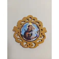 Kit Escapulário Santo Antônio Ímã MDF Dourado Holográfico - 6x6cm Envio Imediato