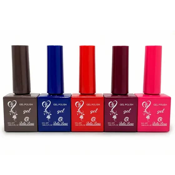 KIT COM 5 OU 12 ESMALTES TOP LIRIO/BELLA ROSA QUADRADO nail gel polish 15 ml UV/Led SECA CABINE UNHA EM GEL