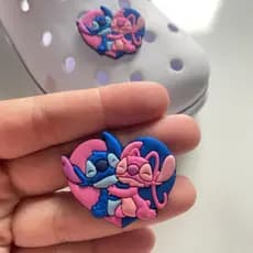 Pins/Bottons enfeites de Calçados Para Babuche - Stitch e Angel Coração