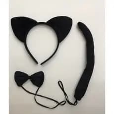 KIT Orelhinhas De Gatinho Preto Cosplay / Anime Kit Completo