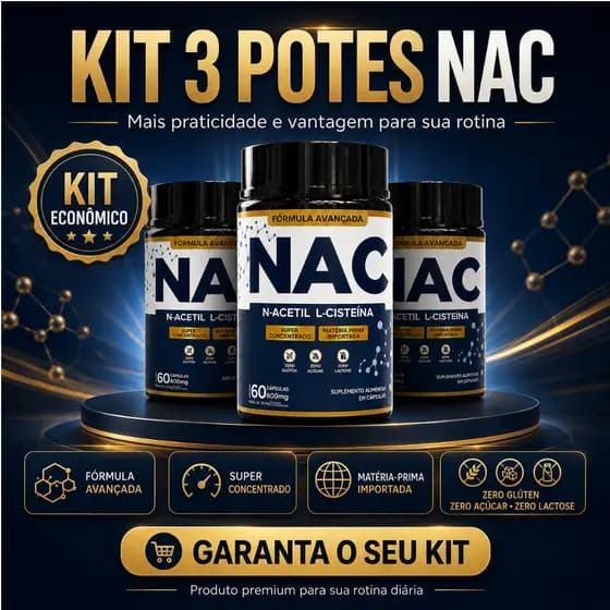 NAC N-Acetil L-Cisteína 500mg  Antioxidante, Detox, Imunidade e Saúde do Fígado 60, 120 ou 180 Caps