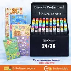 Kit Livro De Colorir Capa Dura 55 Páginas + 24 ou 36 Caneta Marcadora Com Ponta Dupla - Envio Rápido