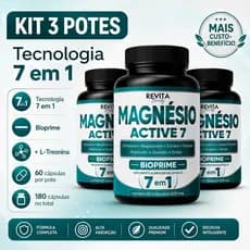 Kit 3 Pro Magnésio Actve 7 Revita Beauty 7 Magnésio + L-treonina 500mg | Muito + Por Menos - 60 Cáps