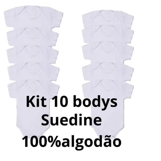 10 Body bebe liso branco 100% algodão suedine enxoval maternidade bodie neutro para bordar e pintar em chá de bebê