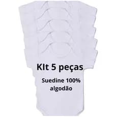 Body bebe liso branco 5 peças 100% algodão suedine enxoval maternidade bodie neutro para bordar e pintar em chá de bebê