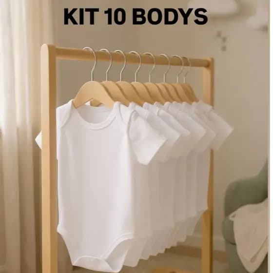 Body bebe liso branco 10 peças 100% algodão suedine enxoval maternidade bodie para bordar e pintar em chá de bebê neutro