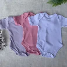 Body Bebê Kit 3 Peças Manga Curta Suedine 100% Algodão Liso Macacão De Bebê Verão Promoção Menina Menino Unisex