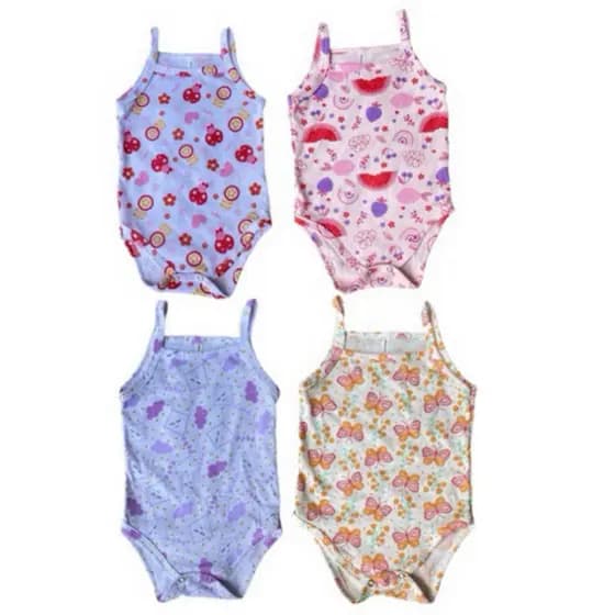 Kit 4 Body Bebe Menina Alcinha Algodão Roupa Bebê Veste até 12 meses Bory Bebê Estampado Bore Borie Regata verão fresco