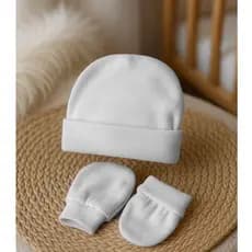 Kit 2 Peças Toca e Luvinha de Bebê Recém Nascido 100% Algodão Enxoval Saída Maternidade Gorro Toquinha e Luva