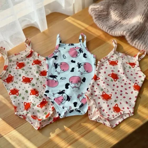 Kit com 3 Body Bebe Menina Alcinha Algodão Roupa de Bebê Conjunto Borys para Bebê do M ao GG