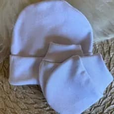 Kit Touca e Luva Para Bebê Recém Nascido 100% Algodão Antialérgico Luvinha Maternidade Enxoval ideal para personalizar