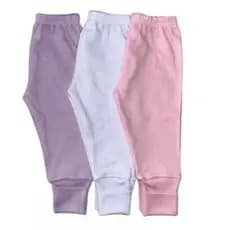 Kit 3 Calça Mijão Vira Pé para Bebê Seudine 100% Algodão