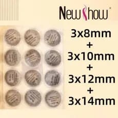 Kit Com 12 Cilios Postiços NEW SHOW 8mm+10mm+12mm+14mm Para Alongamento