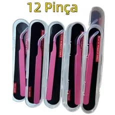 12 Peças Pinça Vetus Para Alongamento De Cilios Extensão De Cílios Rosa