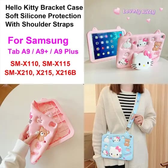Para Samsung Galaxy Tab A9 8.7" 2023 A9 Plus A9+ 11.0" SM-X210 X215 X216B X110 X115 Protetor Capa Kitty Silicone Macia