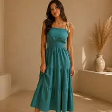 Vestido Feminino Crepinho de Alcinha Regulável Com Bojo