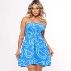 Vestido Tomara Que Caia Curto Verão Soltinho Com Lastex Estampado