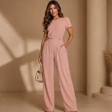 Macacão Feminino Crepe Líbano/Alfaiataria Elegância Leveza e Modelagem Perfeita Cintura Modelada Com Zíper/elástico