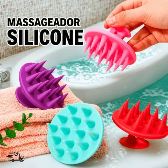 Escova Magica Massageador Capilar de Silicone Beauty Flash | Relaxamento + Limpeza Profunda no Banho