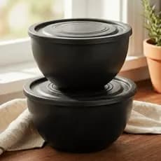 Kit 2 Bowl Redondo Potes Gigante  8L+5L com Tampa na cor do Pote Hermética, Saladeira Tijela cozinha