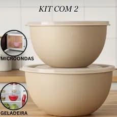 KIT 2 BOWL POTES COZINHA REDONDOS 8 E 5 LT EXTRA GRANDE TAMPA HERMETICA SALADEIRA PLÁSTICO