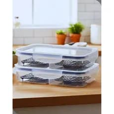 Kit 2 Potes Herméticos Plasútil Porta Frios com 2 Divisórias e Escorredor para Geladeira