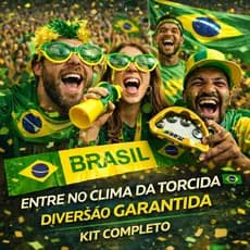 Kit Torcedor Brasil Completo Copa Pandeiro Bastão Inflável Óculos Festa Torcida