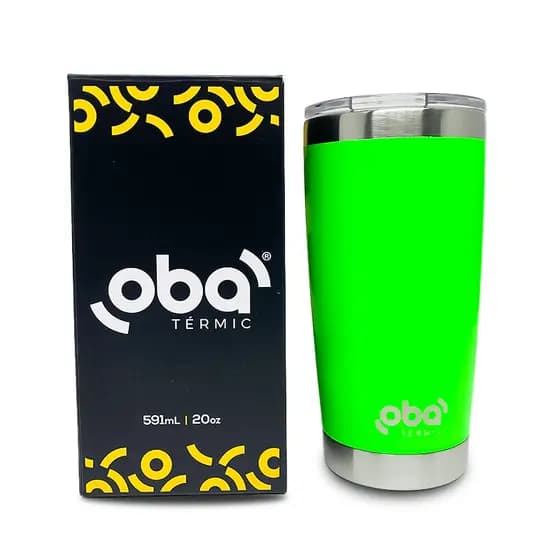 Copo Térmico Inox 591ml com Tampa e Abridor | Mantém Bebida Gelada por 24h | Oba Térmic Original