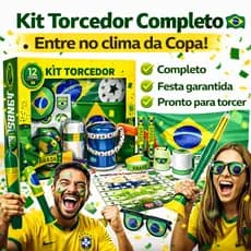 Kit Torcedor Brasil Completo Copa do Mundo Acessórios Torcida Festa Bandeira e Itens Brasil