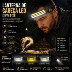 Lanterna De Cabeça LED Recarregável Sensor USB-C 500lm