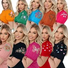 Kit 10 Blusas Femininas Manga Bufante no algodão Premium