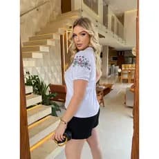 Blusa Feminina Casual com Manga Bufante Estampada