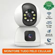 Câmera de Segurança Wifi Robô Dupla Lente Full HD 360 Sensor Movimento App Celular Visão Noturna TWG
