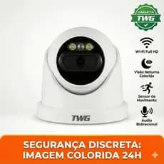 Câmera Dome Full Collor TWG 6327 2MP Full HD 4 em 1 6327 Star Plus Colorida Noite DVR CFTV TWG