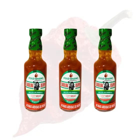 Kit 3x Molho de Pimenta Carolina Reaper - 60ml (Vidro)